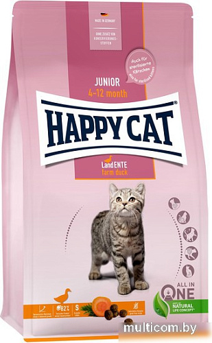 Сухой корм для кошек Happy Cat Cat Junior 4-12 Month Land Ente утка, без злаков 4 кг
