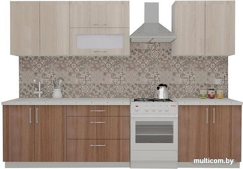 Кухня ВерсоМебель ВерсоЛайн 6-2.4 (ясень шимо светлый/ясень шимо темный)