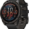 Умные часы Garmin Fenix 8 Sapphire, Titanium 47мм (угольно-черный DLC, пепельно-черный силиконовый ремешок)