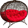 Садовый диван M-Group Улей на ножках 11220206 (коричневый ротанг/красная подушка)