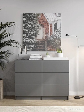 Комод Горизонт Нео 1050 6 ящиков (серый графит)
