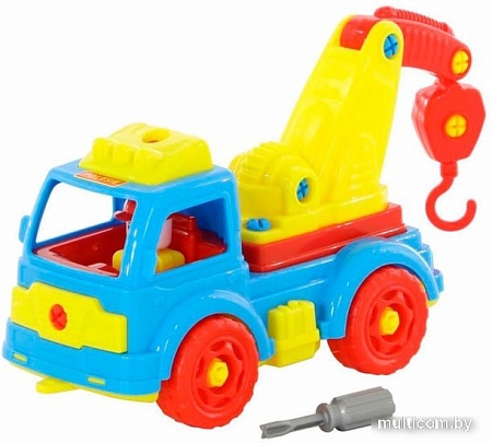 Конструктор Полесье 73037 Автомобиль-эвакуатор (голубой/желтый)