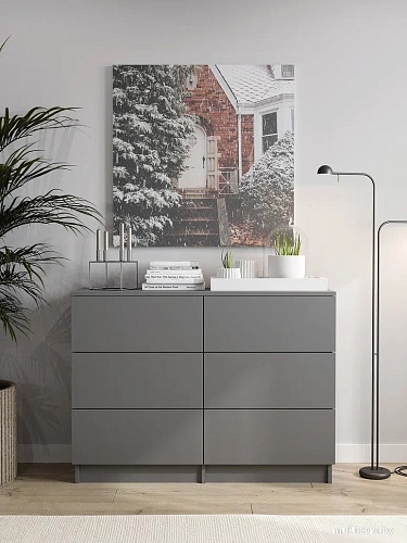 Комод Горизонт Нео 1050 6 ящиков (серый графит)