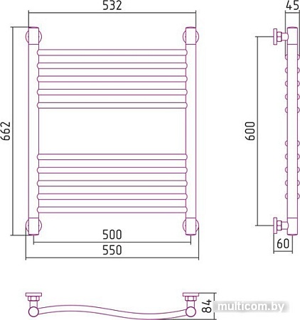 Полотенцесушитель Сунержа Флюид+ 600x500 00-0222-6050