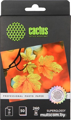 Фотобумага CACTUS Суперглянцевая A6 260 г/кв.м. 50 листов (CS-HGA626050)