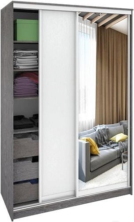 Шкаф-купе Кортекс-мебель Сенатор ШК10 Классика ДСП с зеркалом (береза+белый)