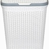 Корзина ВиолетПласт для белья 60 л с крышкой Ротанг (белый)