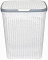 Корзина ВиолетПласт для белья 60 л с крышкой Ротанг (белый)