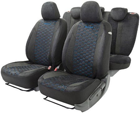 Комплект чехлов для сидений Autoprofi Alcantara ALC-1505 (черный/синий)