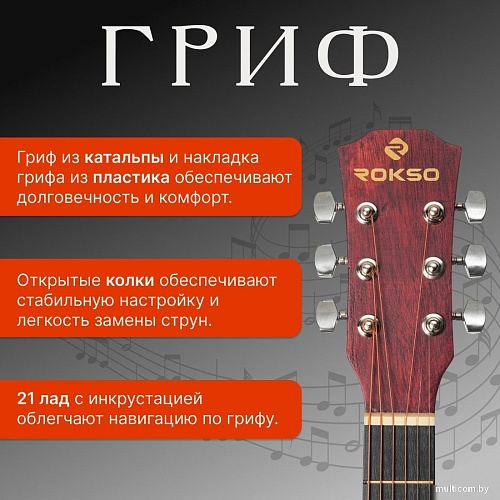 Акустическая гитара ROKSO FT-221-3TS