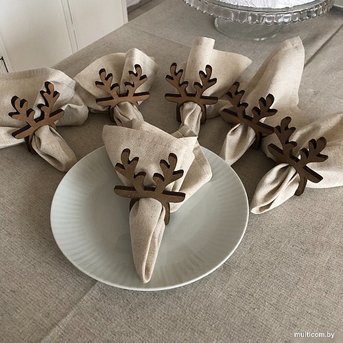 Сервировочная салфетка ОМурМебель с держателем Рога оленя (6шт, серый)