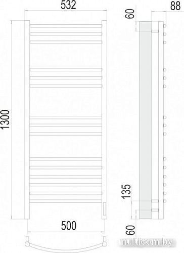 Полотенцесушитель TERMINUS Классик П15 500x1300 (сенсор быстрого касания, белый)