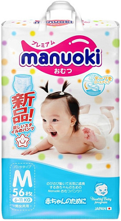 Трусики-подгузники Manuoki M 6-11 кг JPM001 (56 шт)