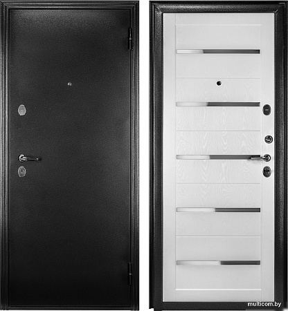 Металлическая дверь Guard Царга MG60 97х205 правая (черное серебро/белый ясень)