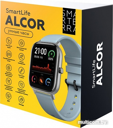 Умные часы Smarterra SmartLife Alcor (серебристый/голубой)