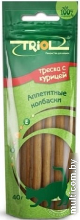 Лакомство для кошек Triol Колбаски из курицы с треской (40 г)