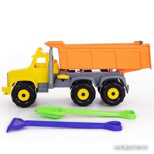 Полесье Супергигант автомобиль-самосвал + лопата и грабли 5557