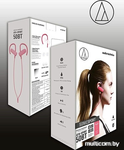 Наушники Audio-Technica ATH-SPORT50BT (розовый)