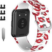 Ремешок Rumi силиконовый для Huawei Watch FIT, Watch FIT Elegant (поцелуи)