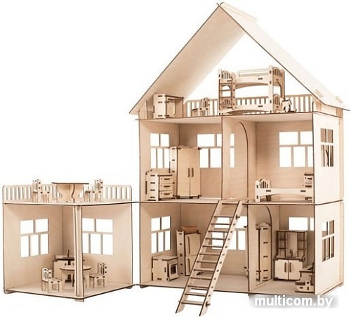 Кукольный домик ХэппиДом Коттедж с пристройкой HK-D004