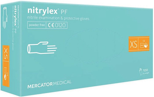 Нитриловые перчатки Mercator Nitrylex PF текстурированные нестерильные неопудренные (S, мятный)