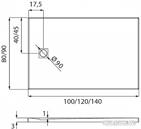 Душевой поддон NEW TRENDY Mori 120x90 B-0399