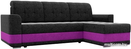 Угловой диван Mebelico Честер 61121 (правый, вельвет, черный/фиолетовый)