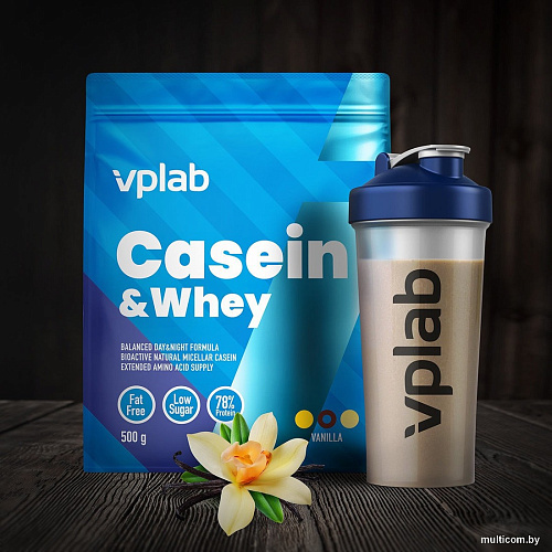 Казеин Vplab Casein & Whey (ваниль, 500г)