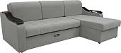 Диван Сириус Лидер-4 с оттоманкой НПБ 260x165 (Eva 08 велюр светло-серый)