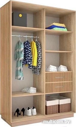 Шкаф раздвижной Евва 120 SS.03 АЭП ШК.2 03 (сонома/серебро)