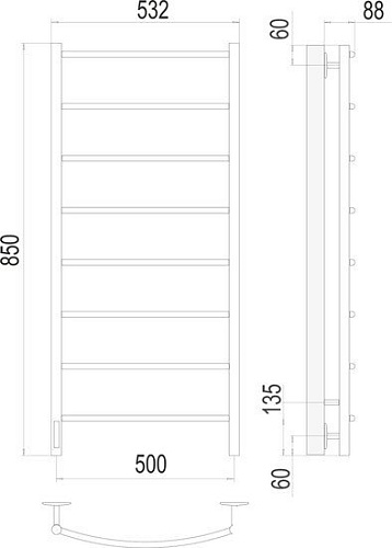 Полотенцесушитель TERMINUS Классик П8 500x850 бп электро