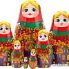 Развивающая игра Брестская Матрешка С русскими мотивами и ветвями рябины (набор 7 шт)