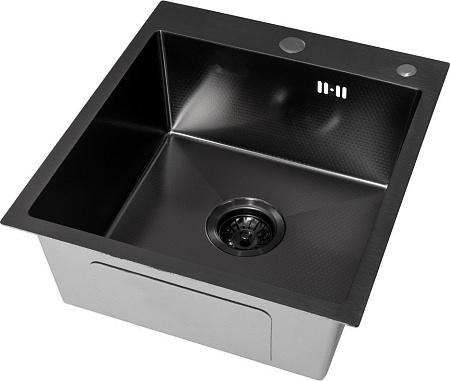 Кухонная мойка Basic CL DS Decor 45x50 (черный, коландер, дозатор)