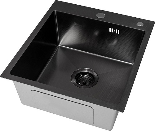 Кухонная мойка Basic CL DS Decor 45x50 (черный, коландер, дозатор)