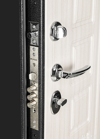 Металлическая дверь Guard MG60 МДФ 97х205 левая (черное серебро/белый ясень)