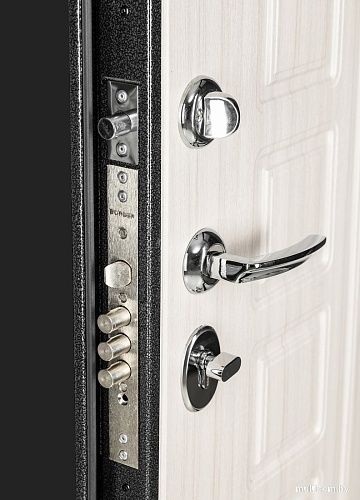 Металлическая дверь Guard MG60 МДФ 97х205 левая (черное серебро/белый ясень)