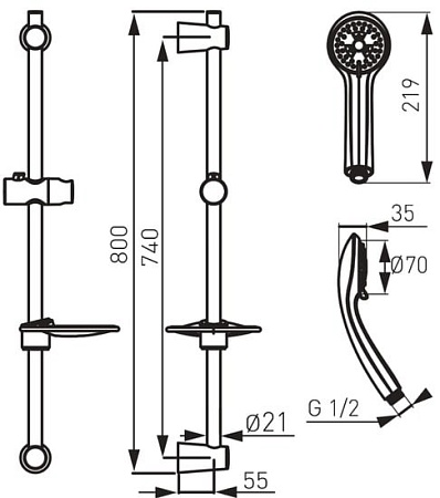 Душевой гарнитур Ferro Nube N310