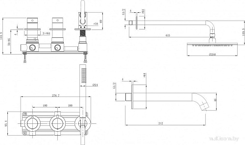 Душевая система Abber Wasser Kreis 316 AF8150BG (золото брашированное)