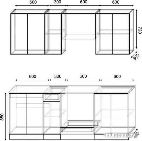 Кухня Сивирин-Компани Клео глосс 2.1 (черный глянец\бургундский глянец)