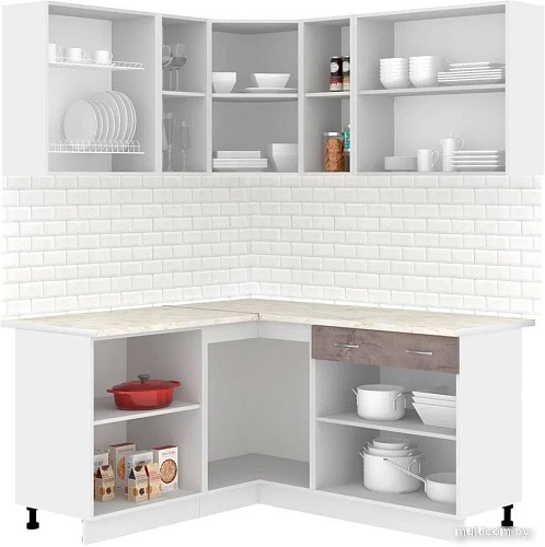 Готовая кухня Кортекс-мебель Корнелия Лира 1.5x2.0 (капучино/оникс/королевский опал)