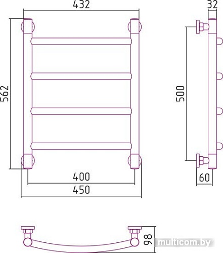 Полотенцесушитель Сунержа Галант+ 500x400 00-0200-5040