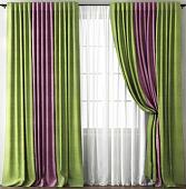 Комплект штор Pasionaria Кирстен 480x240 с подхватами (зеленый/фиолетовый)