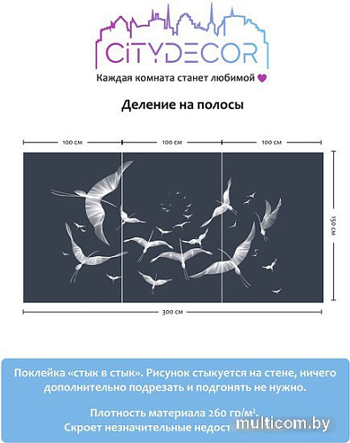 Виниловые обои Citydecor Perfect Lines 8 300x150