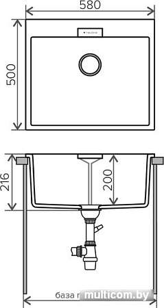 Кухонная мойка Tolero Loft TL-580 (черный)