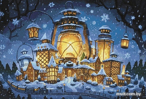 Алмазная мозаика Wizardi Новогодние огни WD2387