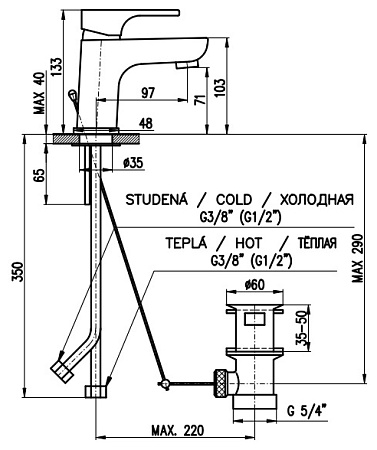 Однорычажный смеситель Slezak RAV Yukon YU127.5KCB