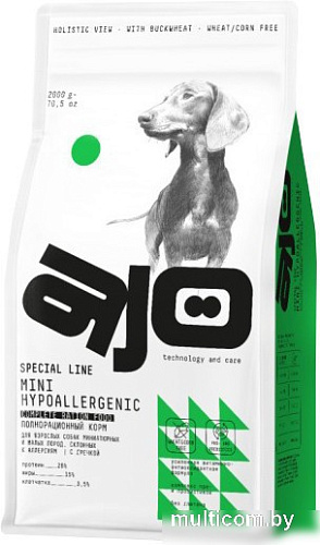 Сухой корм для собак AJO Mini Hypoallergenic Для взр. собак со склонностью к аллергии 2 кг