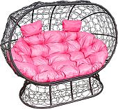 Садовый диван M-Group Лежебока 11190208 (на подставке с коричневым ротангом/розовая подушка)