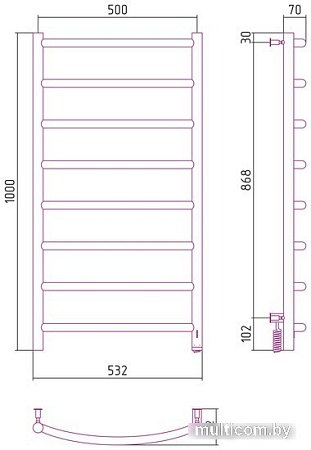 Полотенцесушитель Сунержа Галант 4.0 1000х500 МЭМ правый 00-0831-1050