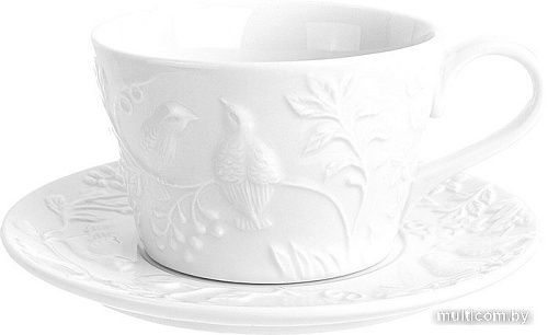 Чашка с блюдцем Elan Gallery Птички на ветке 540198